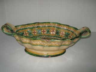 Italian Art Pottery Compote Hand Painted Italy Assisi