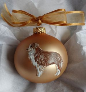 Miniature Australian Shepherd Dog Christmas Ornament Hand Painted with 