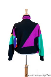   90s Versace Sweater Pittura Arte Embroidered Color Blocked M L