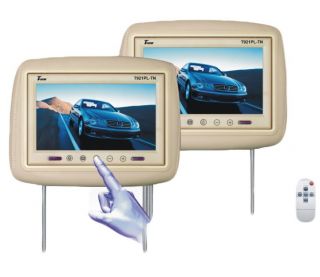   T721PLTAN 7 Dual Tan Headrest Widescreen TFT LCD Car Monitors