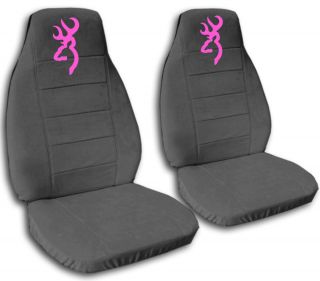 Cute Car Seat Covers Velour Charcoal Gray with Pink Browning