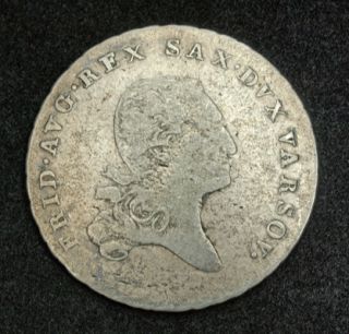 1814, Poland, Frederick Augustus I. Silver 1/6 Talara Coin. VF/VF+