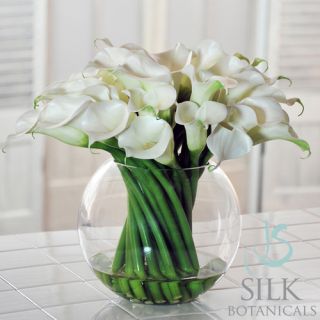 Calla Lilies Silk Flower/Floral Arrangement in Vase 15 white   Jane 