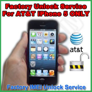 At T iPhone 5 Permanent Factory IMEI Unlock Code Service for ATT Apple 
