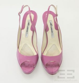 Brian Atwood Purple Patent Leather Lucite Heel Slingbacks Size 40 
