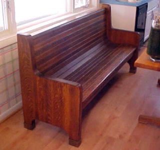 GORGEOUS Church Deacon Wall Bench Pew Mission Style Arts Crafts TIGER 
