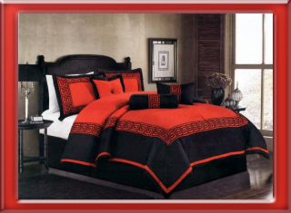 Pcs Embroidery Oriental Square Comforter Set Bed in A Bag Queen Red 