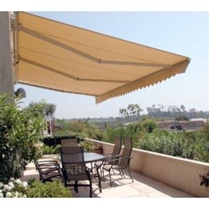 Retractable Awning Patio Awning Beige Color Canopy Tent RV Shade Sun 