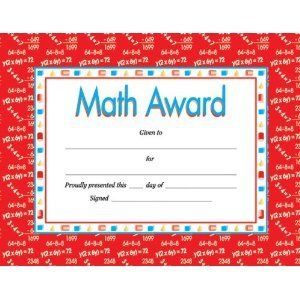 Math Award Certificate Award Certificates