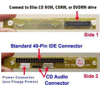 Laptop Slim CD ROM CDRW DVD ATAPI Drive to Standard IDE PATA Adapter 