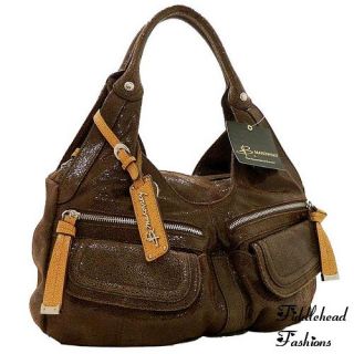 Makowsky Satchel Glove Leather Stanton Shimmer Pocket Tote Bag 