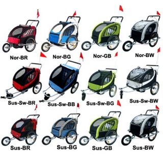 Double Kids Child Bicycle Bike Trailer Children Carrier Stroller Buggy 