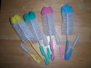 New 2 PC Bottle Brush Set with Sponge Tip Great for Diaper Cakes Baby 