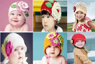   Lovely Newborn Baby Child Girl Boy Flower Hat Beanie Cap New