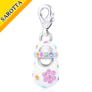BABY SHOES SHAPE CRYSTAL WHITE JEWELRY FASHION CHARMS FOR BRACELET 