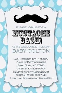 Little Man Mustache Bash Printable 1st Birthday Party Baby Shower 