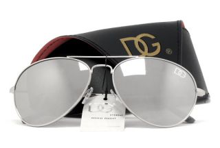 DG Aviator Designer Sunglasses Mirror UV400 Lenses Silver DG Case High 