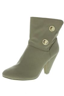 Baby Phat NEW Medina Beige Snap Fold Over Ankle Boots Booties Heels 
