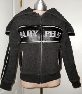 Baby Phat Black Jacket Bomber Coat Monogram Warm Lamb Leather Winter 