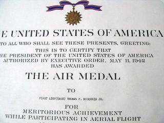 USAF Air Medal Award Certificate Vietnam 1967 366 TFW Danang