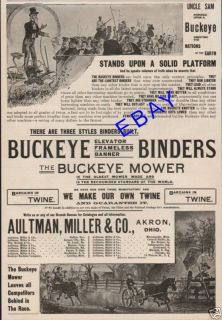Large 1891 Aultman Miller Buckeye Binder Ad Akron Ohio