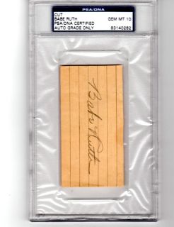 Babe Ruth Cut Autograph PSA / DNA 10 Certified Gem Mint Auto