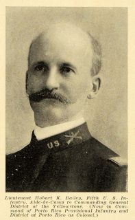 1907 Print Lieutenant Hobart K Bailey Military Army Original Historic 