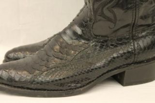 Mens Acme Circle A Black Exotic Python Snakeskin Cowboy Boots Mens 