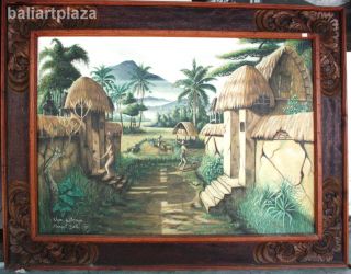 Bali Village Painting Bali Art Acrylic on Canvas Original Signed 