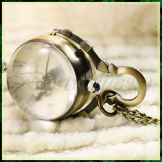 Vintage Antique Glass Ball Pocket Watch Necklace Gift