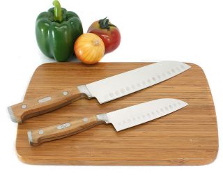 Stainless Steel Satoku Knife Set Bamboo Cutting Board