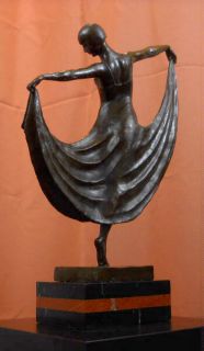   Deco Nouveau Bronze Marble Statue Ballet Dance Dancer Modern Sculpture