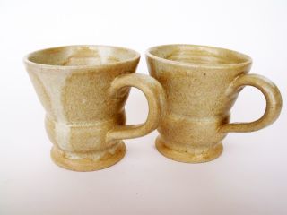 Stoneware Pottery Mug Cup Wheel Trown Cream Glazed