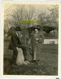   Herbert Prange Sitting Tree Stump Wife Lucille Baraboo Wisconsin WI