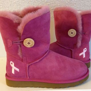NIB PINK UGG BOOTS BAILEY BREAST CANCER LIMITED EDITION SZ 9 SOLDOUT 