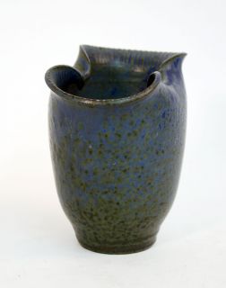 Arne Bang Denmark Vase with Matte Blue Glaze 1930s 40s