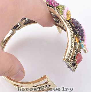   Multicolored Rhinestone Crystal Starfish Vintage Cuff Bracelet Bangle