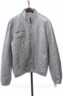 Bar III Gray Large Faux Leather Quilted Dylan Zip Coat Jacket New NWD 