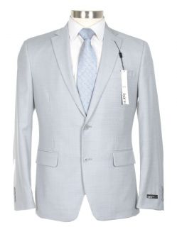 NWT $495 Bar III Slim Fit Mens Pearl Gray Stepweave Wool Suit 38S,42L 
