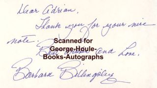 Barbara Billingsley Autograph Note Leave It to Beaver