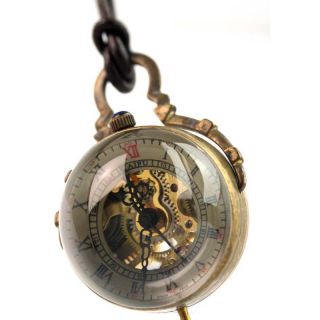 32mm Antique Skeleton Necklace Chain Ball Pocket Watch
