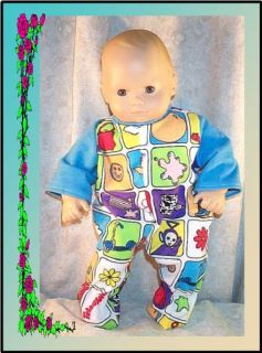 Doll Clothes 14 16 American Girl Bitty Baby Pajamas Footed 