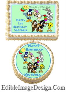 Baby Looney Tunes Birthday Edible Party Cake Image Cupcake Topper 
