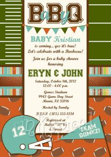 Football BBQ Baby Shower or Sprinkle Invitation