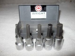 Vintage Wright Tool Barberton 3 8 Drive Hex Socket Lot Set with Metal 