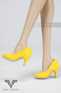   The Vogue Yellow Leather Fashion High Heels Shoes for Fr Barbie