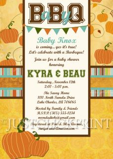 Fall Autumn Pumpkin BBQ Baby Shower or Sprinkle Invitation