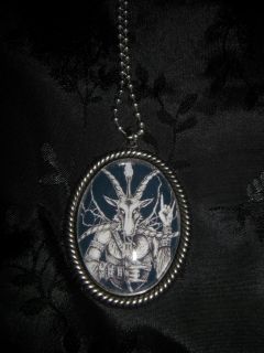 Baphomet Heavy Metal Horns 30x40mm Glass Cabachon Necklace