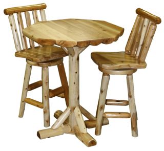   Pub Table Chairs Set High Bar Breakfast Cabin Lodge Furniture