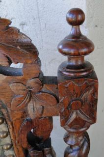 Antique Dining Chairs ~ English Barley Twist Oak ~Hunt Highly Carved 